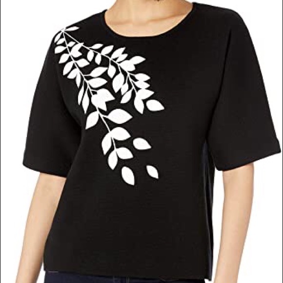 Calvin Klein Graphic Short-Sleeve Sweater NWT - Picture 1 of 5